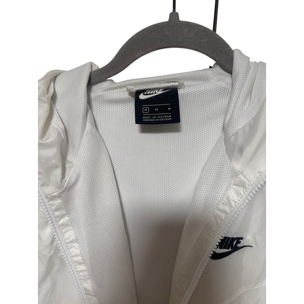Nike White Medium Hooded Windbreaker Jacket - Picture 3 of 7